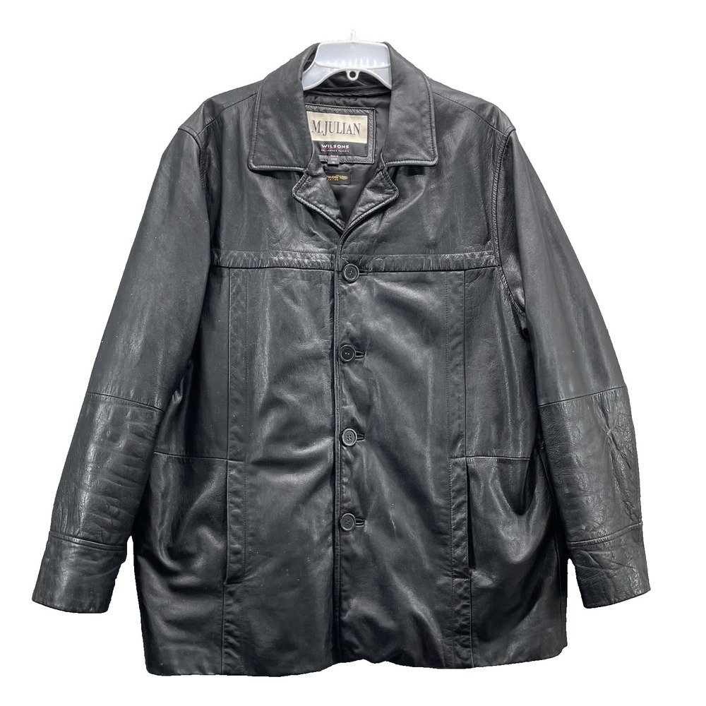 Wilsons M. Julian 100% Leather Jacket Mens XL Thinsulate Moto 90s Western Blazer